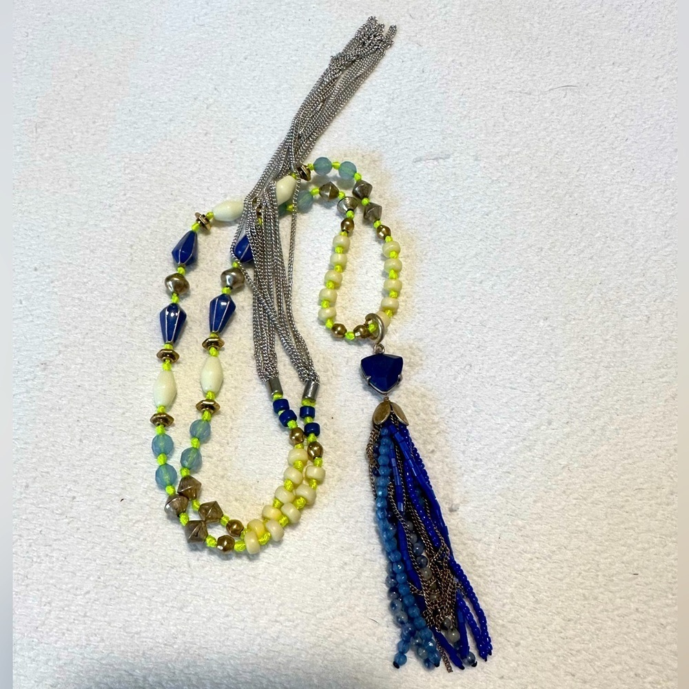 Stella & Dot Azure Tassel Long Convertible Necklace